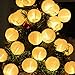 Binval Solar Lanterns String Lights 20 LED Fabric Ball Fairy Christmas Lighting Decor, for Outdoor, Indoor, Garden, Patio, Bedroom Wedding Decorations (Warm White)