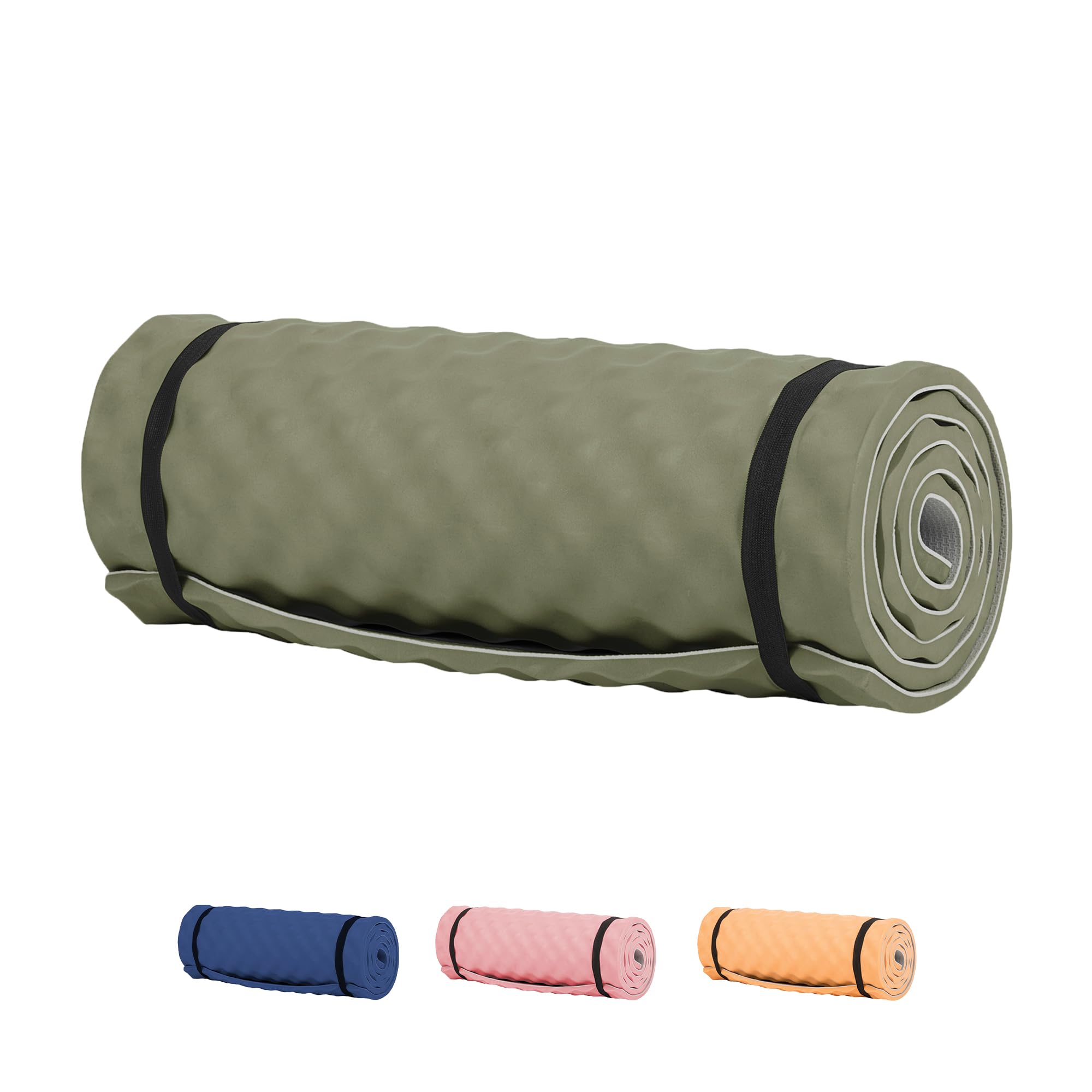 Highlander Foam Roll Camping Mat - Lightweight, Durable Sleeping Mat Perfect for Camping, Hiking and Fishing - 38mm Thick - Comfortable, Compact and Portable Ideal for Travelling (Olive Green)