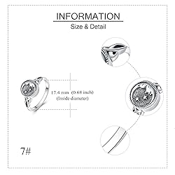 YAFEINI Moon and Star Urn Ring for Ashes Sterling