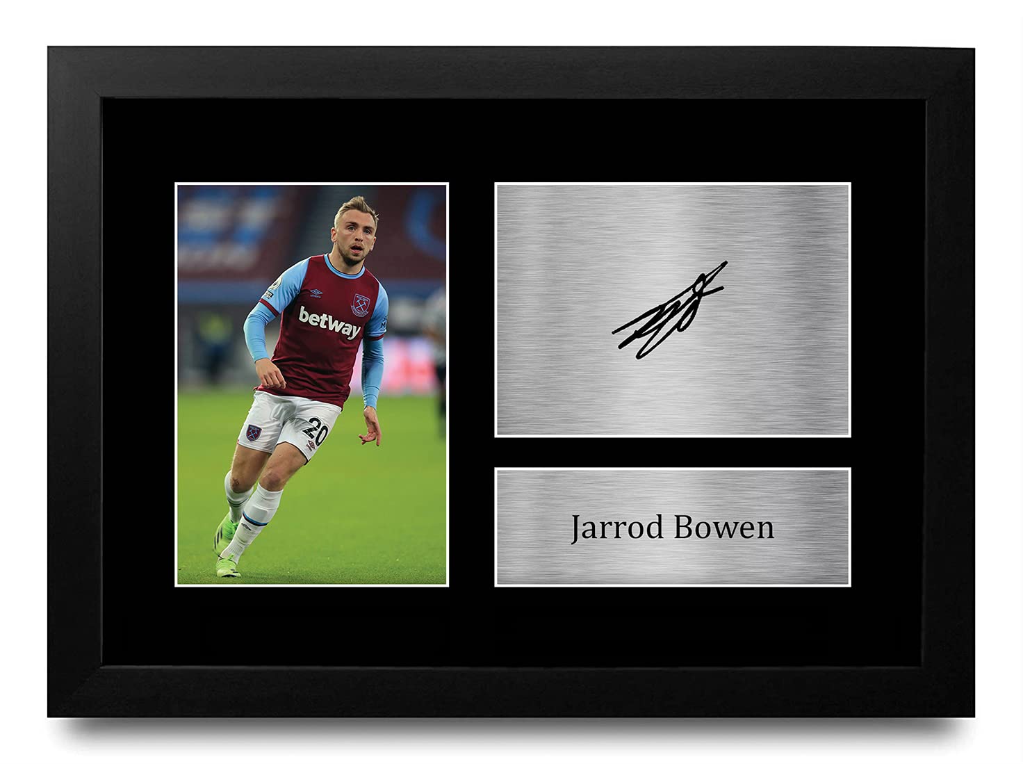 HWC Trading FR A4 Jarrod Bowen West Ham United Gifts Printed Signed Autograph Picture for Football Fans and Supporters - A4 Framed