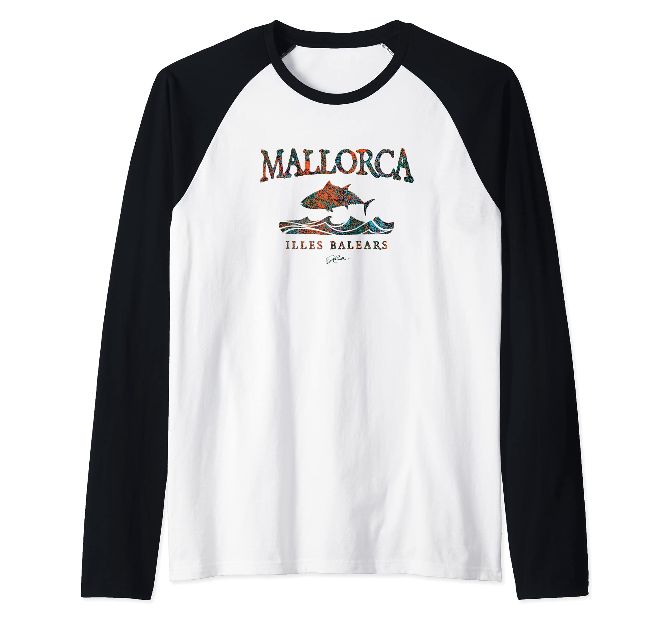 JCombs: Mallorca, Balearic Islands, Spain, Bluefin Tuna Raglan Baseball Tee