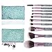 Makeup Brush Set, 10 PCs Professional Makeup Brushes for Foundation Blending Blush Concealer Eye Shadow, Synthetic Fiber Bristles & Acrylic Handle, Travel Makeup Bag Included, Glitter Green Valentines