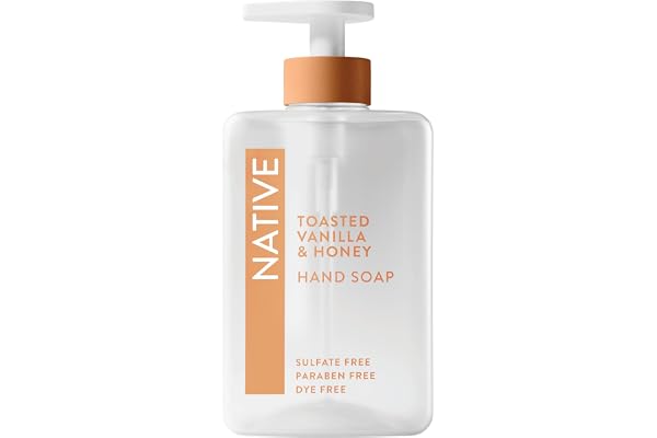 Native Liquid Hand Soap, Toasted Vanilla & Honey Scent, Non-Drying Formula for Soft, Smooth Hands, Made with Plant-Based Cleansers, Sulfate & Paraben Free, 13 oz Bottle