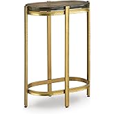 Signature Design by Ashley Porterville Modern Accent Table with Cast Glass Top, Gold