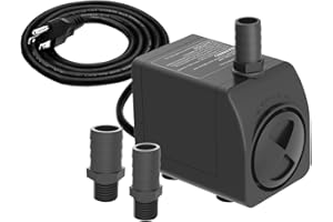 Knifel Submersible Pump 300GPH Ultra Quiet with Over Heating Protection 6ft High Lift for Fountains, Hydroponics, Ponds, Aquariums & More…