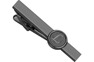 AMITER Initial Tie Clip for Men, 2 inch Mens Necktie Bar for Regular Ties - Black
