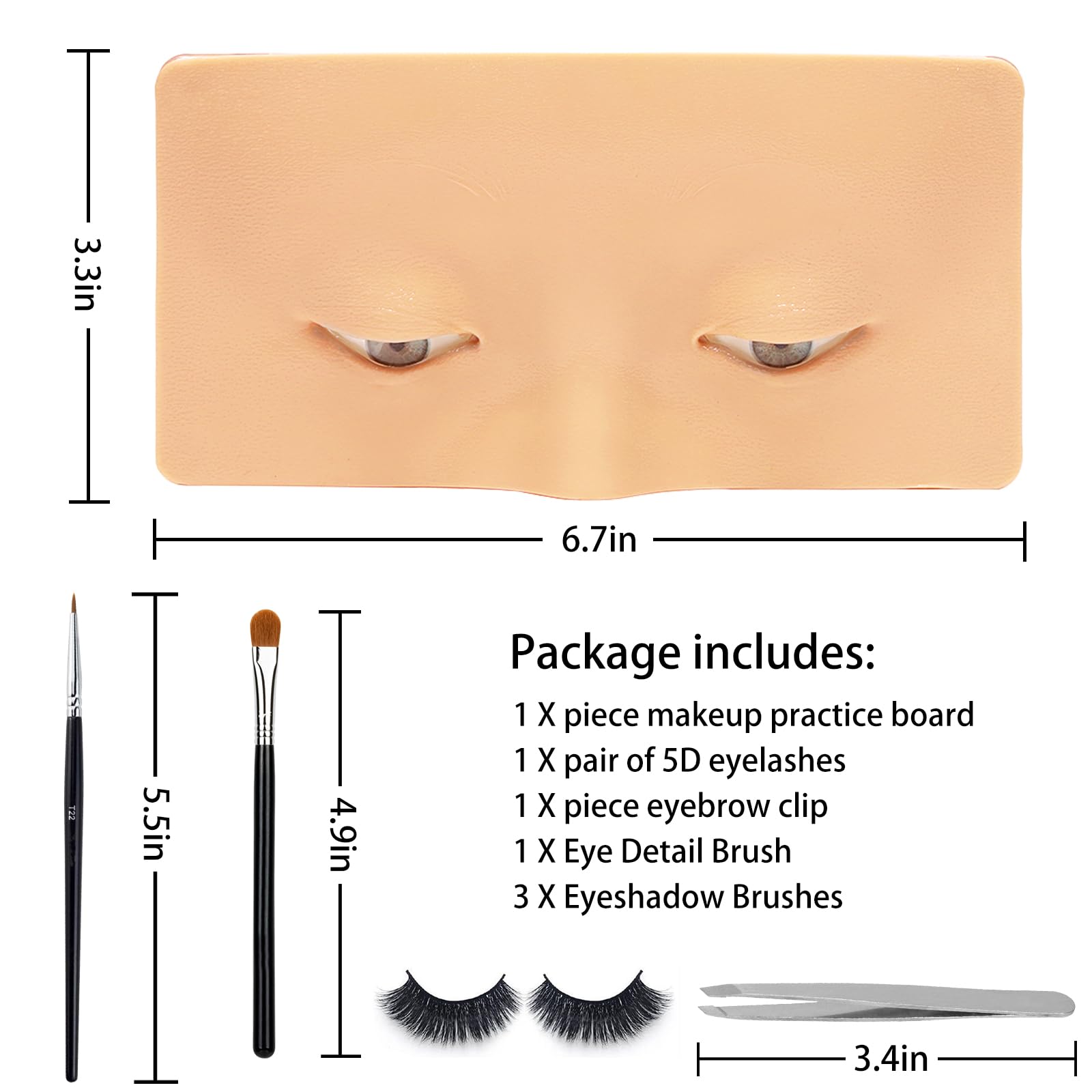 3D Eye Makeup Face Practice Board, Perfect Aid to Makeup Practicing Face Board, Reusable Silicone Face to Practice Makeup Mannequin for Beginners to Practice Eyesmakeup Kit (White)