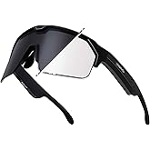 CHAMELO Music Shield Smart Audio Sunglasses – Matte Black Frame, Smoke Lenses | Open-Ear Bluetooth Glasses for Men & Women with Electronic Tint Control, Sweat Proof, Sports Eyewear, 100% UV Protection