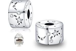 LNQOBU Clip/Stopper Beads Charms for Bracelets & Necklaces 925 Sterling Silver for Pandora Snake Chain Bracelets Jewelry Gift
