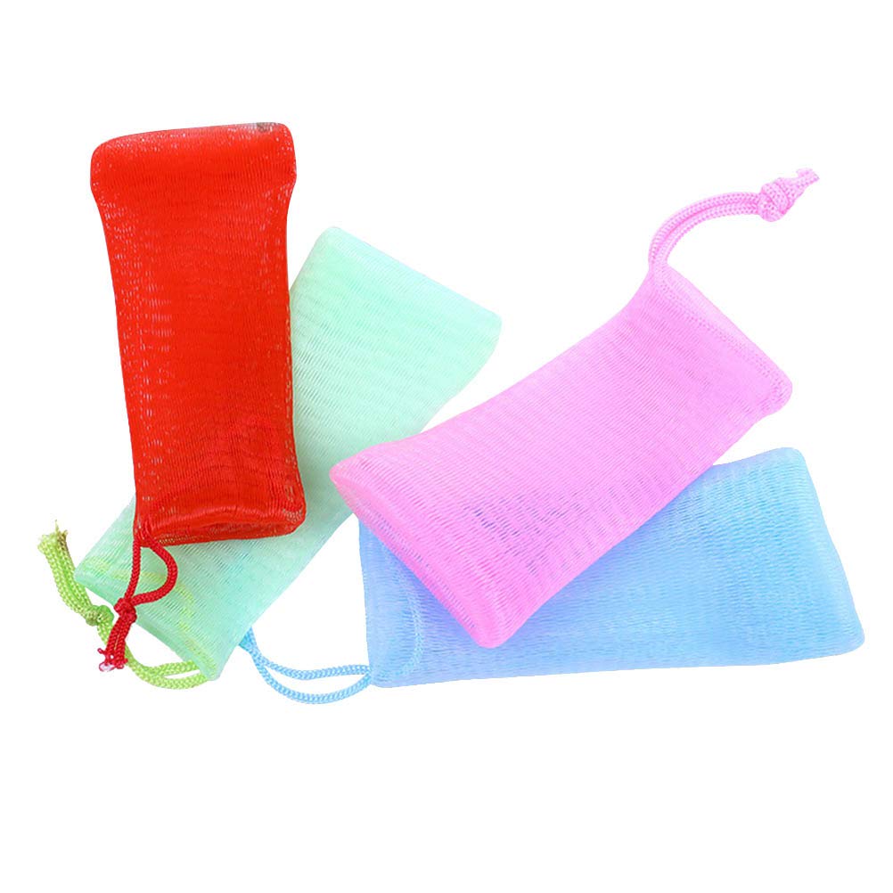 4pcs Colorful Exfoliating Soap Saver Pouch Soap Foam Net Soap Pouch (Random Color)
