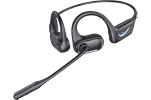 CPTEA Bluetooth Headset with Microphone, Open Ear Headphones, Dual Connect Bluetooth 5.4 Headphones with Noise Cancelling & Mute, Wireless Headset with Mic for Work, Mobile, Tablets, Laptops - Black