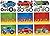 Racing Party Favor Pack 120 pc Kid's Race Car Birthday (24 Mini Checkered Flags, 12 Rubber Bracelets, 72 Tattoos, 12 sticker sheets, Bonus Bag)