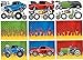 120 Pc Kid's Race Car Party Favor Bundle Pack (72 Tattoos, 12 Bracelets, 12 Sticker Sheets, 24 Checkered Racing Flags)