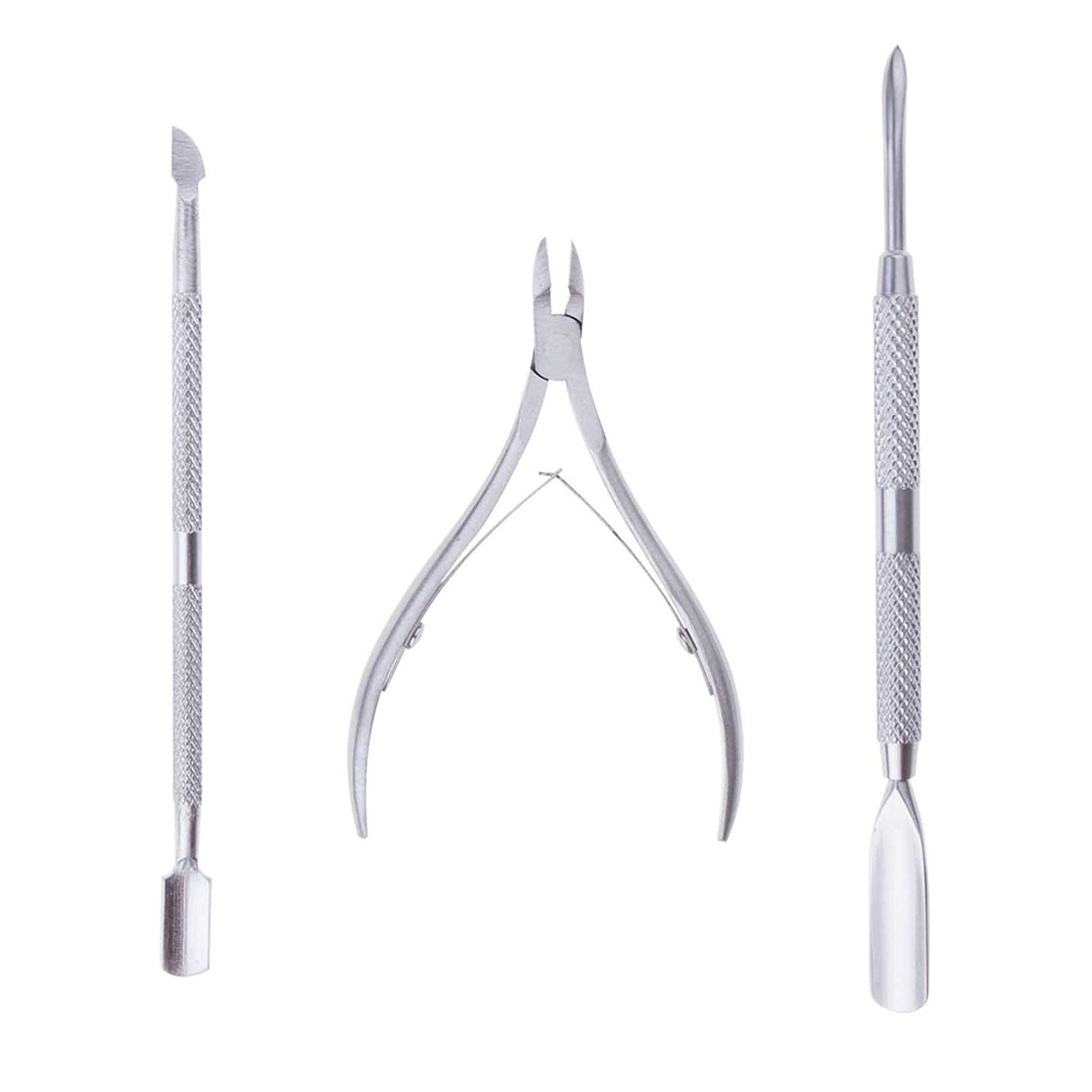 Gnker Nail Cuticle Pusher Spoon Nail Scissor Stainless Steel Remover Cutter Nipper Clipper 3PCS/lot: Beauty