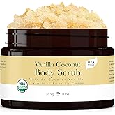Organic Vanilla Coconut Sugar Scrub for Body Polish, Exfoliating Body Scrub Exfoliator & Foot Scrub, Body Exfoliator for Wome