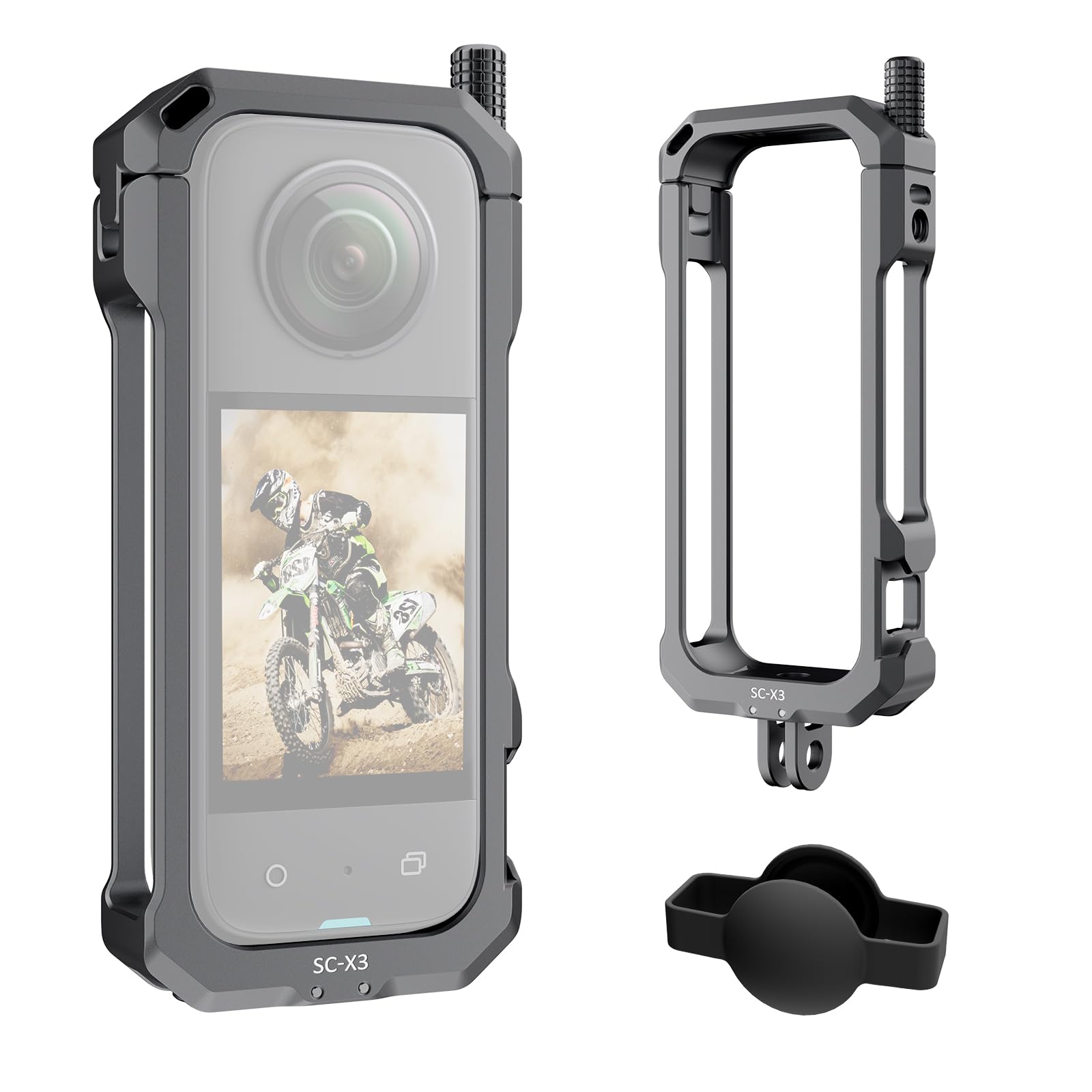 SIRUI Camera Cage for X3, Aluminium Protective Frame Case for X3 with Silicone Lens Cover, Folding Fingers, 1/4" Thread and Cold Shoe, Camera Accessories, SC-X3