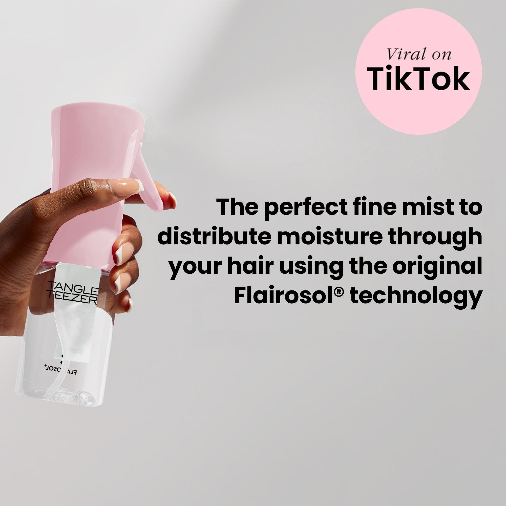 TANGLE TEEZER Travel-Size Fine Mist Continuous Spray Bottle, Reusable and Refillable, for Hair Detangling and Styling, 6.1 oz, Millennial Pink