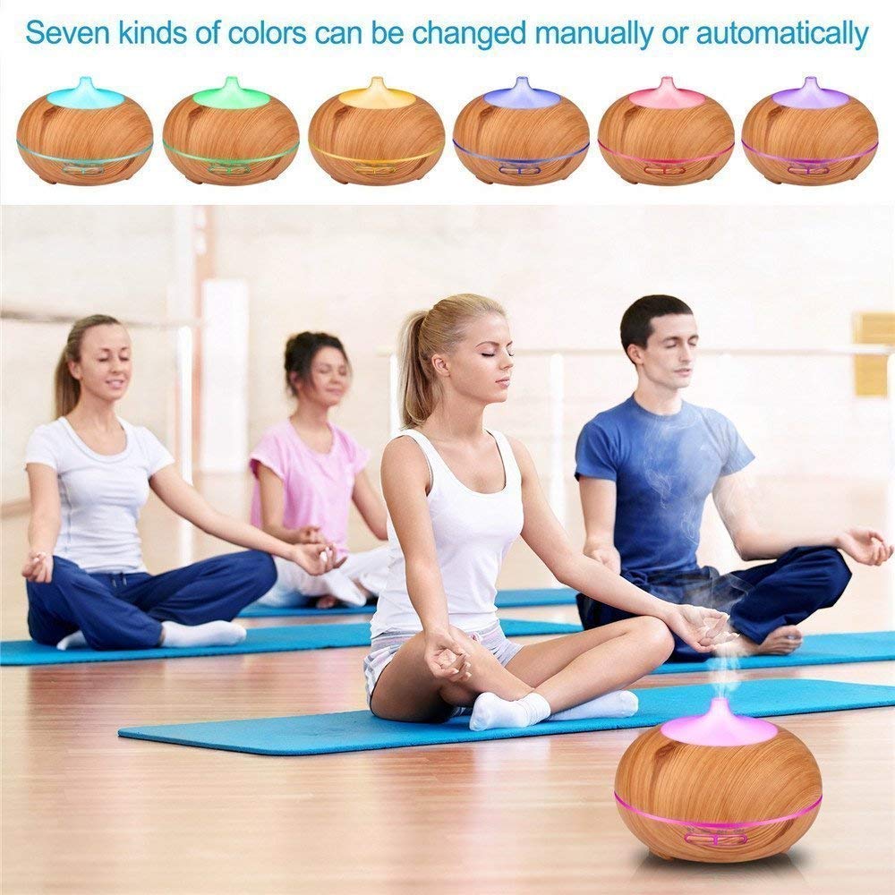 Aroma Diffuser,XPLUS Oil Diffuser Humidifier 300ml Essential Oil Diffuser Wood Grain Ultrasonic Cool Mist Humidifier for Office Home Bedroom Living Room Study Yoga Spa (Wood Grain)