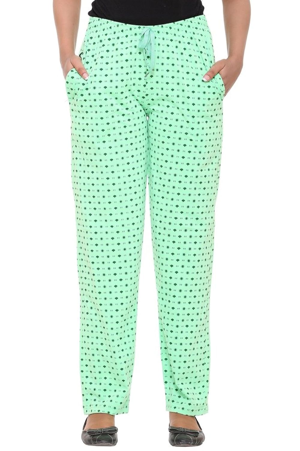 women's cotton blended printed lounge wear - track pants