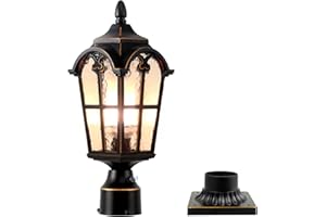 LONEDRUID Dusk to Dawn Outdoor Lamp Post Lights Waterproof Exterior Pole Lantern Lighting Fixtures with 3-Inch Pier Mount Base for Garden Patio Yard Pathway Driveway