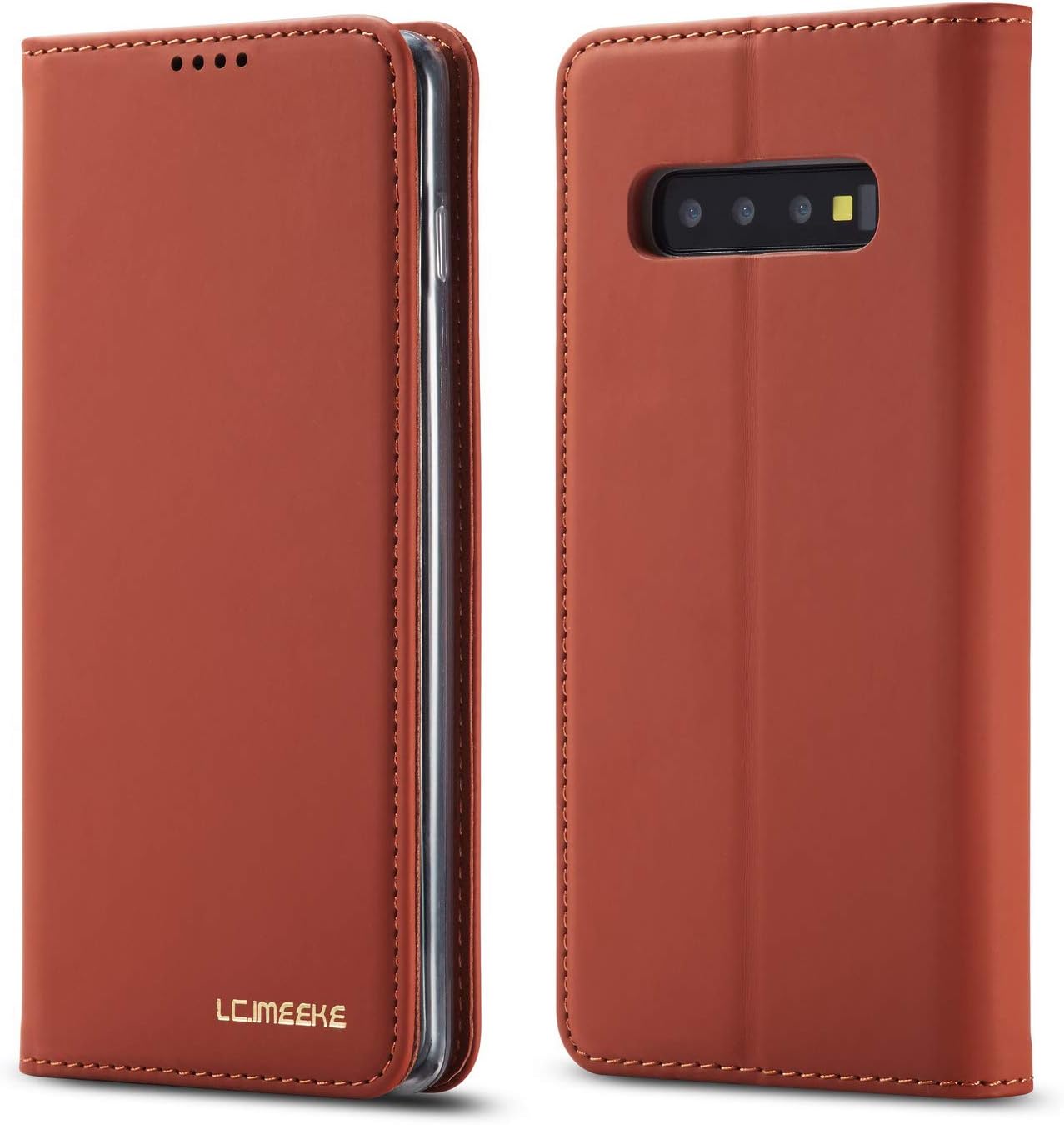 DEFBSC Samsung Galaxy S10e Flip Wallet Case with Kickstand Card Slots,Magnetic Closure Shockproof PU Leather Folio Flip Case for Samsung Galaxy S10e(Brown)