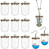 BENECREAT 12Pcs Clear Tube Glass Pendant, 1.38x0.87 Inch Hollow Glass Dome Vial Pendant for Necklaces DIY Jewelry Making