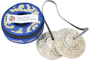 NHZ Tingsha Tibetan Meditation Bell 2.5" Embossed with free case (2.8" Silver Vajra)