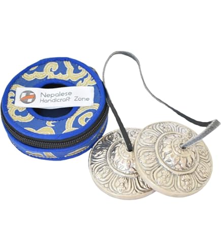 Ensemble De Bols Chantants Tibétains (9,4 Cm) Avec Bol Chantant De Méditation, Cymbales Tingsha Pour Guérison, Yoga, Méditation, Pleine Conscience Et Relaxation (Marron Clair 005