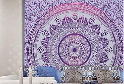 Hippie mandala tapestry psychedelic wall hangings indian dorm decor ombre pigment tapestries by shree expo (purple)