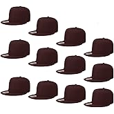 Falari Wholesale 12 Pack Snapback Hat Cap Hip Hop Style Flat Bill Blank Solid Color Adjustable Size