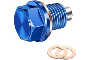 WZP M14 x 1.5 Magnetic Oil Drain Plug with Red Copper Crush Washer Gasket, Aluminium Oil Pan Drain Bolt and Nut, Compatible w