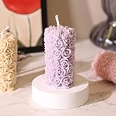 Rose Flower Clusters Aesthetic Scented Candle,60G Handmade Carved Flower Soy Wax Aroma Decorative Art Candle for Table Photo Prop Valentine's Day Wedding Birthday (Purple)