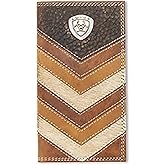 ARIAT Men's Calf Hair Chevron Patchwork Leather Rodeo Wallet with Shield Concho