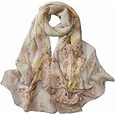 Pokeedioty Scarfs for Women Lightweight Scarves Elegant Floral Pattern Sheer Scarfs Shawls Wraps