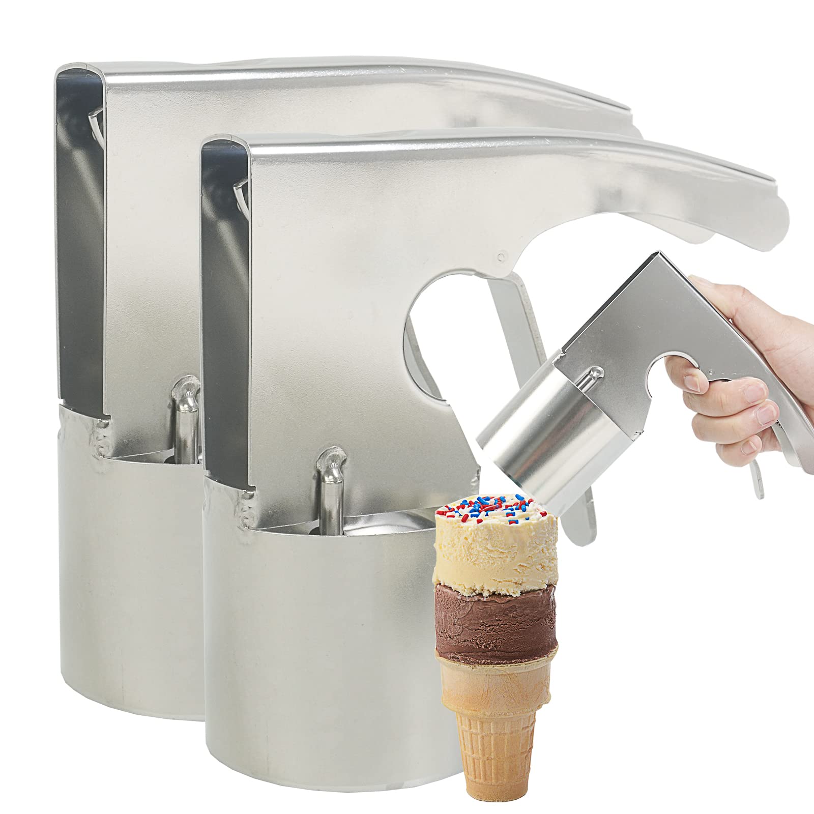 1/2pcs Ice Cream Scooper, Cylindrical Ice Cream Scoop for Sandwiches, Stainless Steel 304 Old Time Ice Cream Scoop with Trigger Release (2Packs)