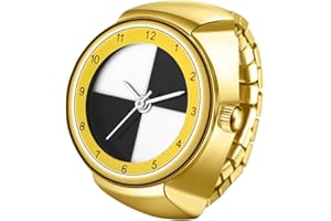 JewelryWe Men Women Finger Watches - Stretchy Band Elastic Round Analog Quartz Ring Watches for Mother's Day