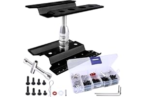 HOBBYFIRE Aluminum Alloy RC Car Repair Work Stand Hobby Tool Set 360 Degree Rotation Lift/Lower and RC Screws Kit Repair Tool Box for 1/8 1/10 1/12 1/16 1/18 RC Car Truck Buggy Models (Black)