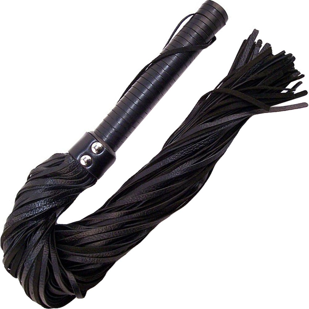 Rouge Garments One Size Black Leather Handle Leather Floggers