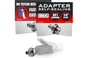 SKÖG Self-Sealing Tire Inflator Adapter (2 Pack) – 1/4” NPT Male to Schrader Valve, Leak-Free O-Ring, No Tape Needed