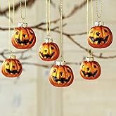 Lillian Vernon Glass Jack-o'-Lantern Halloween Ornaments - Set of 6, Holiday Home Décor