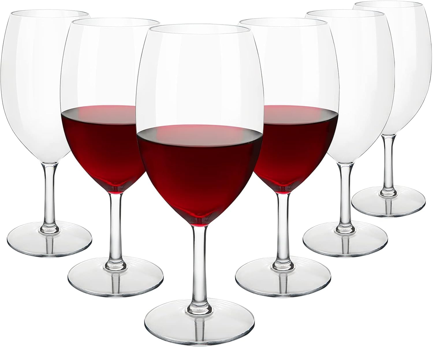 COOKY.D Large Unbreakable Floating Short Stem Red Wine Glasses 20 oz, 100% Tritan-Plastic Drinkware Sets,Pool Dishwasher Safe, Set of 6