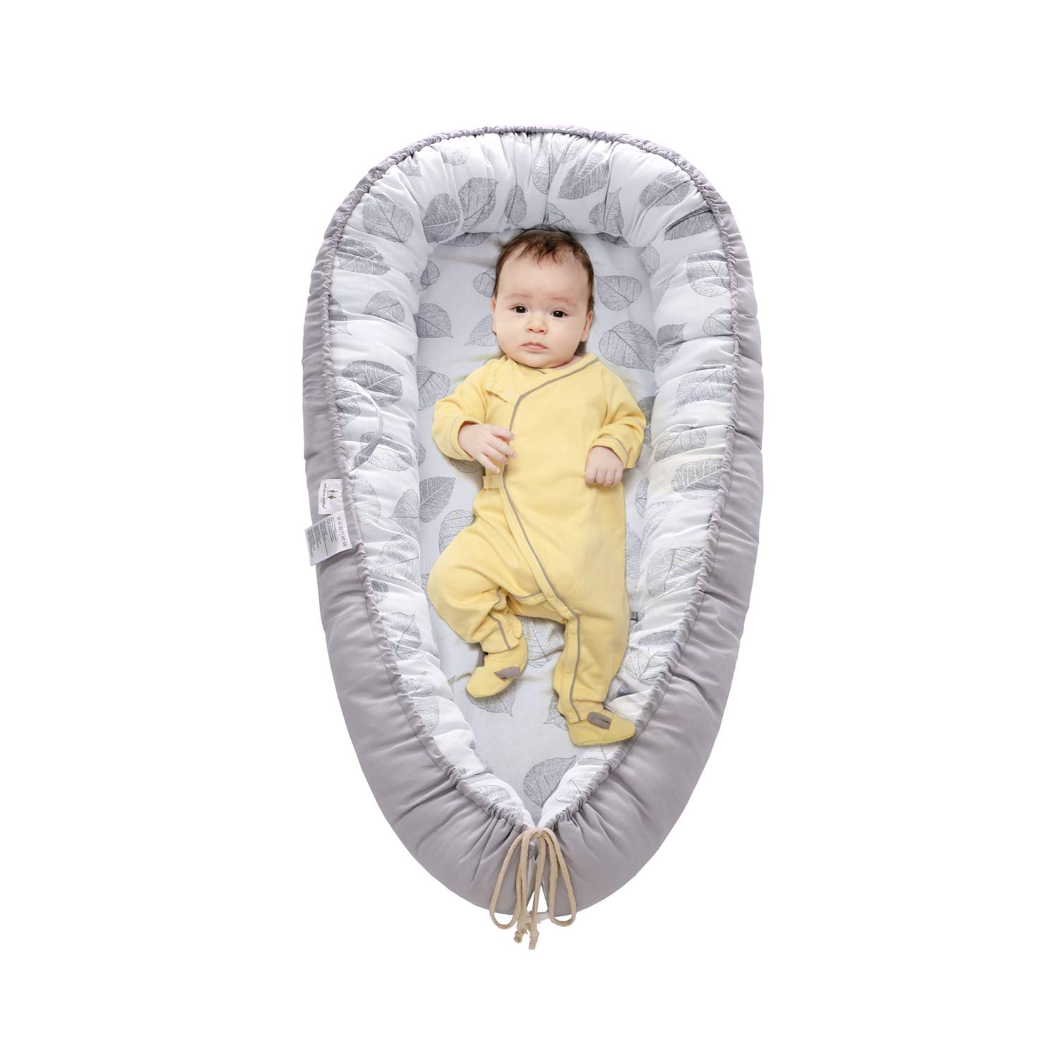 Baby Lounger, Baby Lounger Cosleeper and Baby Nest, Portable 100% Organic Soft Cotton Baby Loungers Pillow Crib, Machine Washable Breathable Newborn Lounger Baby Nest for Cosleeping (Grey Leaf): Baby