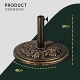 Keplin 12kg Cast Iron Effect Parasol Base Floral Pattern 45mm Diameter Bronze view 2