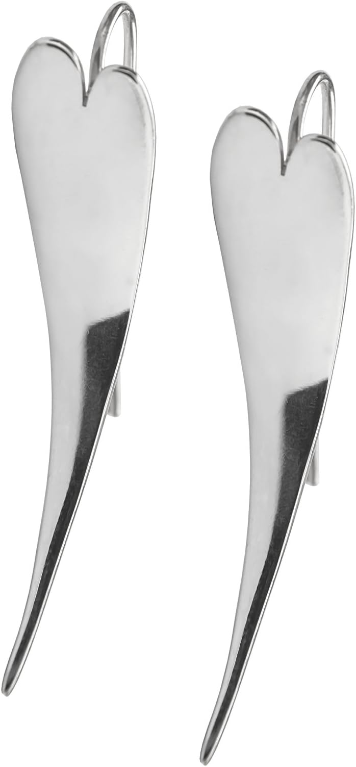 Handmade 925 Sterling Silver Curved Heart Long Drop Earrings with Free Gift Packaging by Otis Jaxon