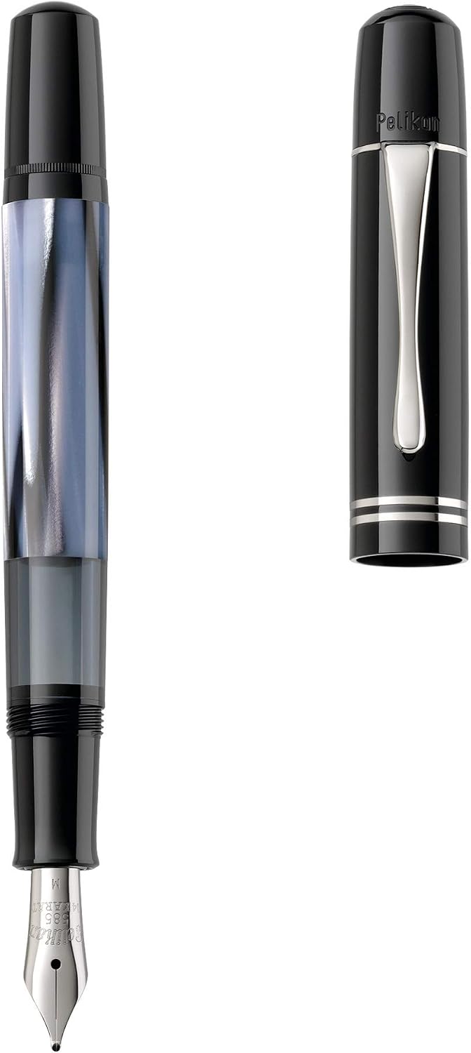 Pelikan Special Edition M101N Piston Fountain Pen Grey/Blue Nib M in Gift Packaging Including Ink 4001 Royal Blue Historical - Image 4