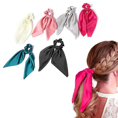 Yeldou 6 Pcs Hair Scrunchies Multicolour Hair Ties With Elastic