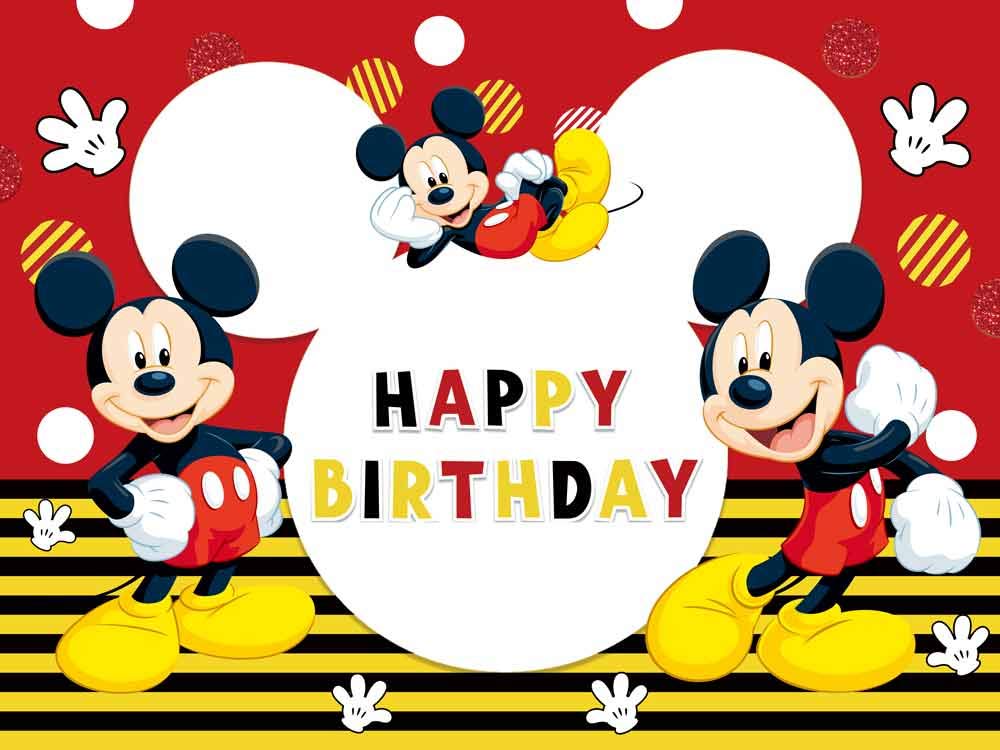 Mickey Mouse Backdrop Photo Background for Kids Happy 1st Birthday ...