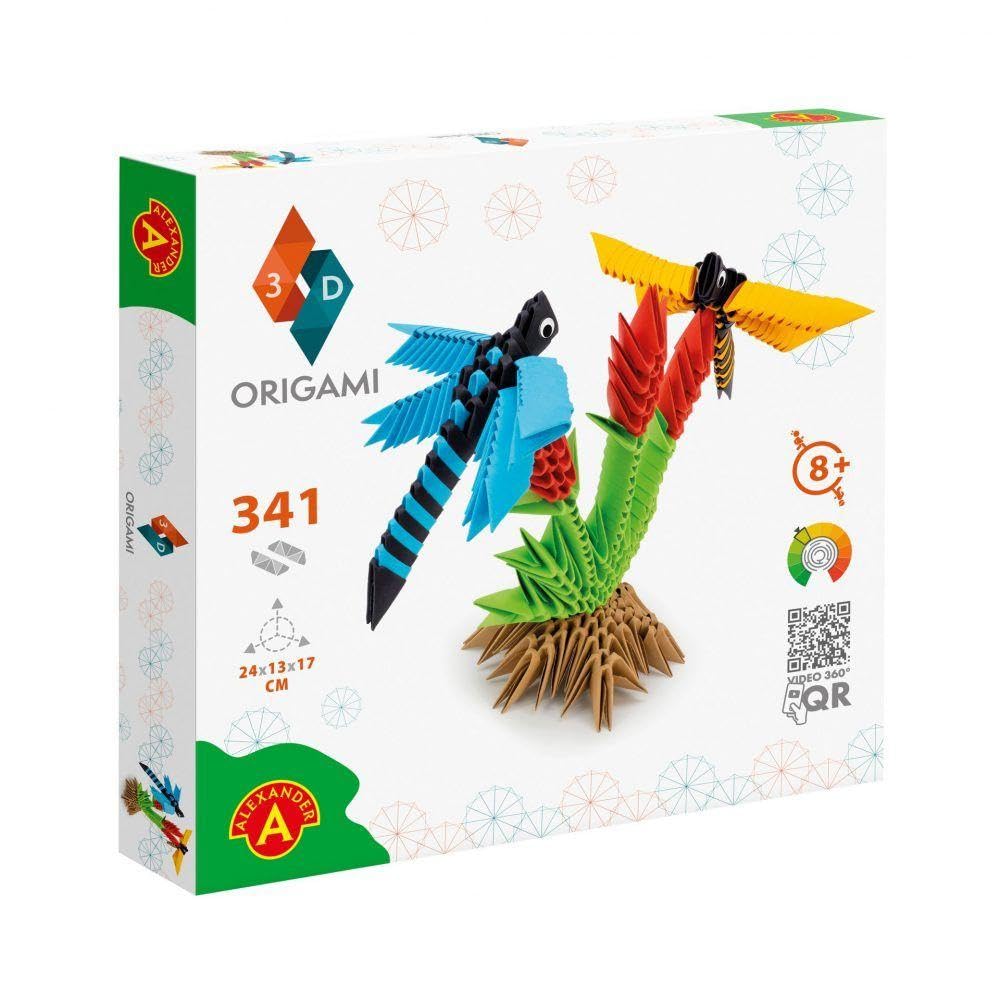 Alexander Origami 3D 501826-3D Origami Dragonfly - Beautiful 3D Paper Sculpture with Patented Components and Easy-to-Clear Building Instructions, 341 Pieces, 24 x 13 x 17 cm, from 8 Years