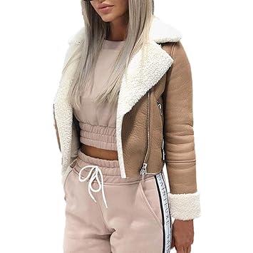 Frauen Revers Wintermantel Wildleder Leder Schnalle Cool Pilot Jacke Faux Lamm Wolle Motorrad Jacken Winterjacke Baumwollmant