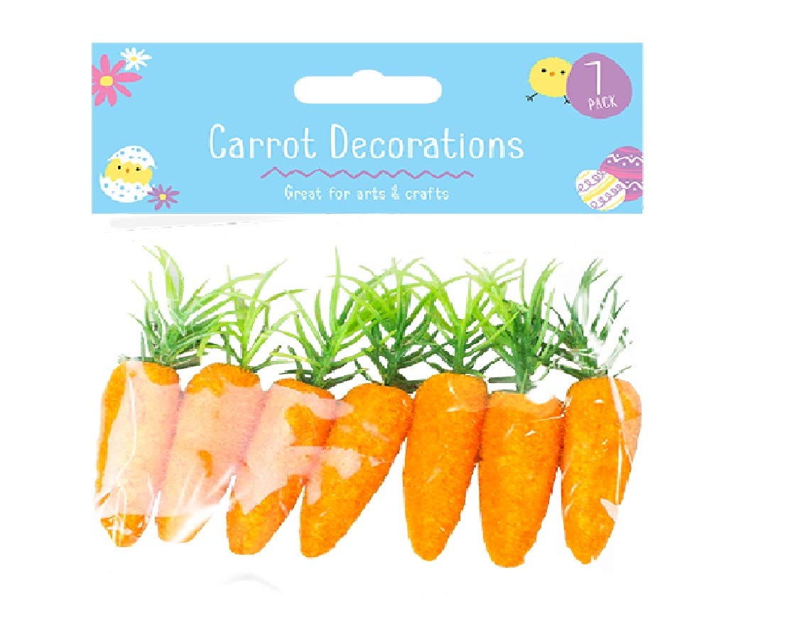 Easter Plastic & Foam Bonnet Carrot Decorations, 7 Pack (8 cm x 2 cm) - Durable & Vibrant Orange Design, Perfect for Arts, Crafts, & Basket Making